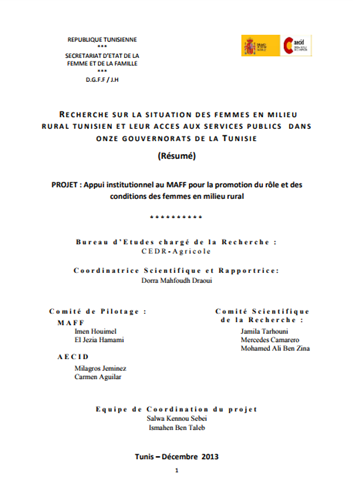 Appui institutionnel au MAFF pour la promotion du rôle et des conditions des femmes en milieu rural