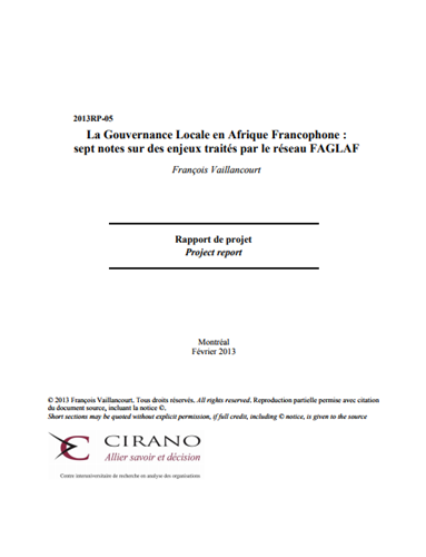 La gouvernance locale en Afrique Francophone